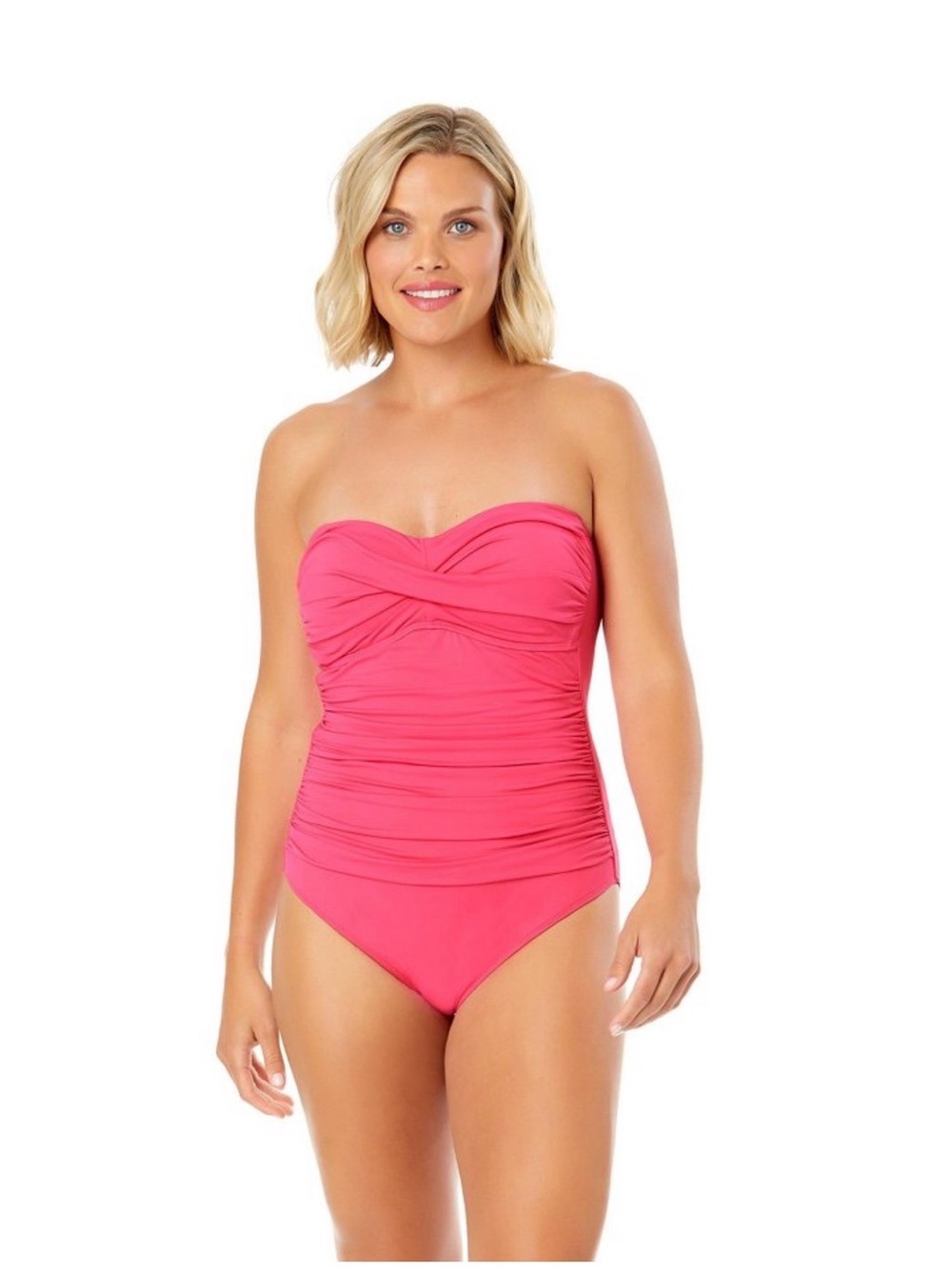 Anne Cole Live in Color Twist Front Shirred One-Piece Swimsuit - Pink
